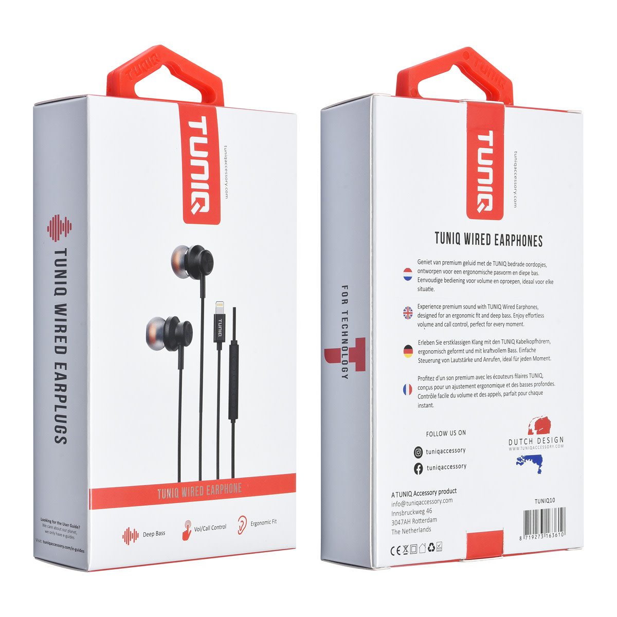 TUNIQ TUNIQ Wired Earphones - Lightning plug - Zwart, foto 2 van 2
