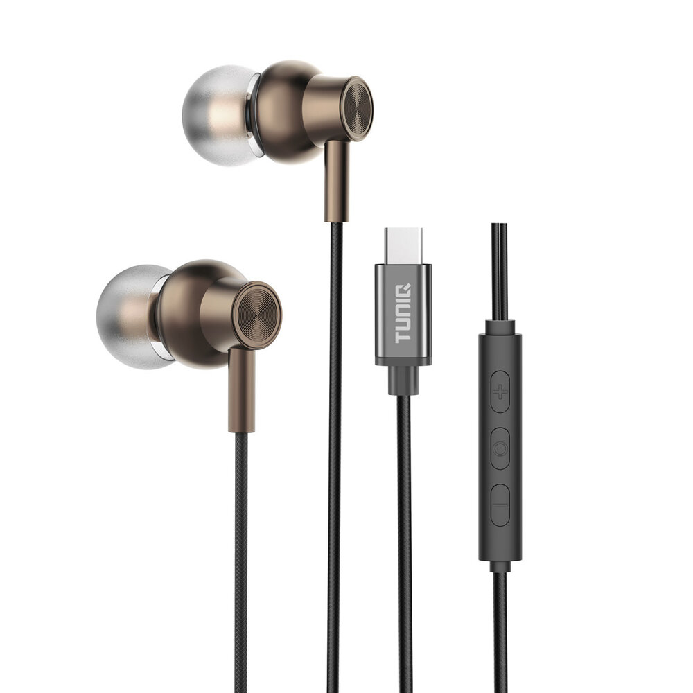 TUNIQ TUNIQ Wired Earphones - USB-C plug - Brown TUNIQ TUNIQ Wired Earphones - USB-C plug - Brown