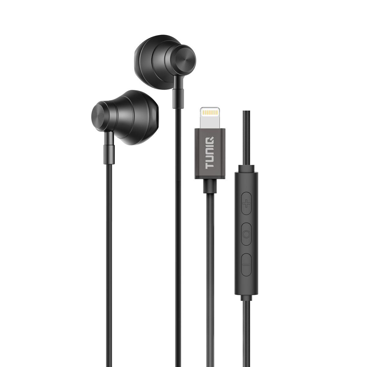 TUNIQ TUNIQ Half-In-Ear Wired Earphones - Lightning plug - Zwart, foto 2 van 3