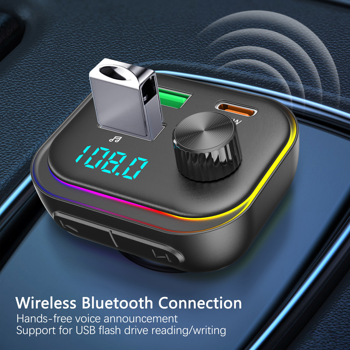 TUNIQ TUNIQ FM Transmitter and Car Charger - LGB - Zwart, foto 4 van 6