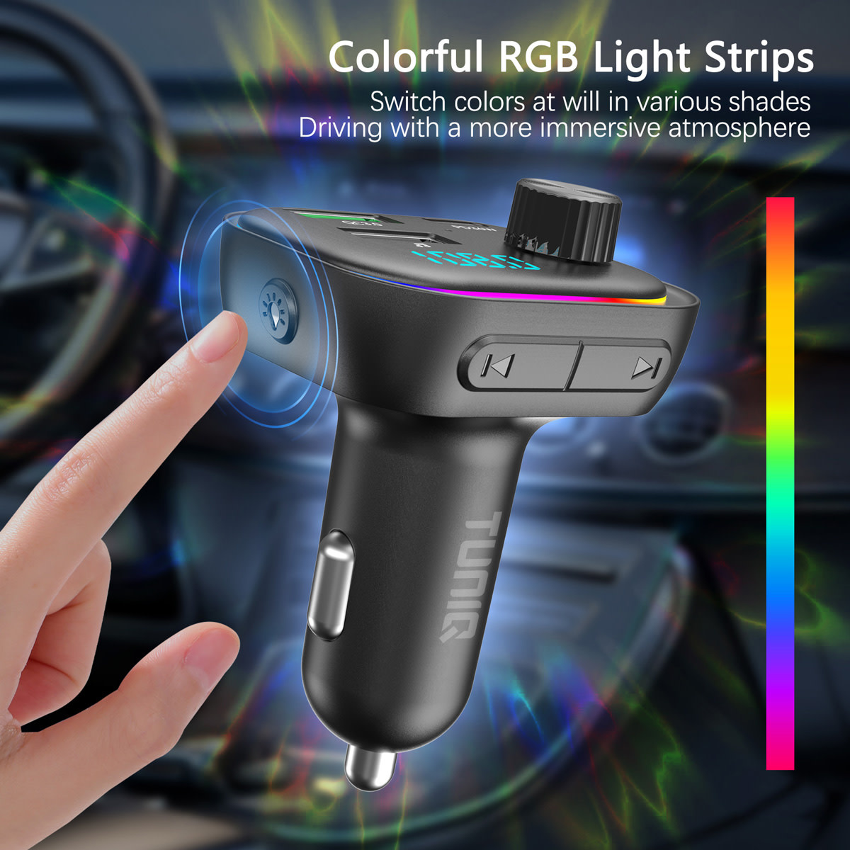 TUNIQ TUNIQ FM Transmitter and Car Charger - LGB - Zwart, foto 5 van 6