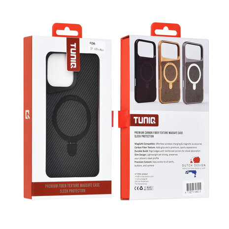 TUNIQ TUNIQ iPhone 16 Pro Max Back cover case - Magsafe With Ring Stand - Carbon Fiber - Gold TUNIQ TUNIQ iPhone 16 Pro Max Back cover case - Magsafe With Ring Stand - Carbon Fiber - Gold