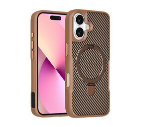 TUNIQ TUNIQ iPhone 17 Back cover case - Magsafe With Ring Stand - Carbon Fiber - Gold TUNIQ TUNIQ iPhone 17 Back cover case - Magsafe With Ring Stand - Carbon Fiber - Gold