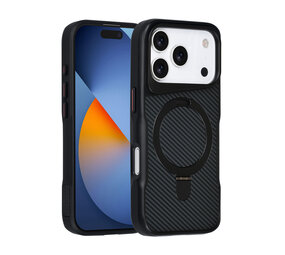 TUNIQ TUNIQ iPhone 17 Pro Backcover hoesje - Magsafe With Ring Stand - Carbon Fiber - Zwart TUNIQ TUNIQ iPhone 17 Pro Backcover hoesje - Magsafe With Ring Stand - Carbon Fiber - Zwart