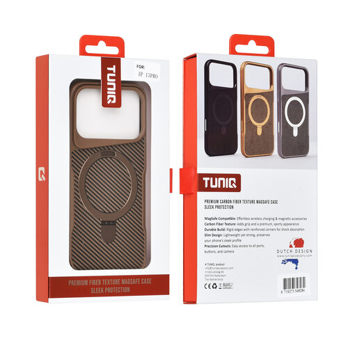 TUNIQ TUNIQ iPhone 17 Pro/iPhone 18 Pro Handyhülle MagSafe Ringständer Kohlefaser - Gold