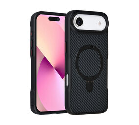 TUNIQ TUNIQ iPhone 17 Air Backcover hoesje - Magsafe With Ring Stand - Carbon Fiber - Zwart TUNIQ TUNIQ iPhone 17 Air Backcover hoesje - Magsafe With Ring Stand - Carbon Fiber - Zwart