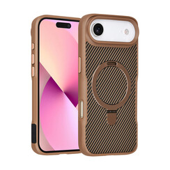 TUNIQ iPhone 17 Air Backcover hoesje - Magsafe With Ring Stand - Carbon Fiber - Goud