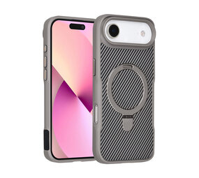 TUNIQ TUNIQ iPhone 17 Air Back-Cover hul - Magsafe With Ring Stand - Carbon Fiber - Silber TUNIQ TUNIQ iPhone 17 Air Back-Cover hul - Magsafe With Ring Stand - Carbon Fiber - Silber