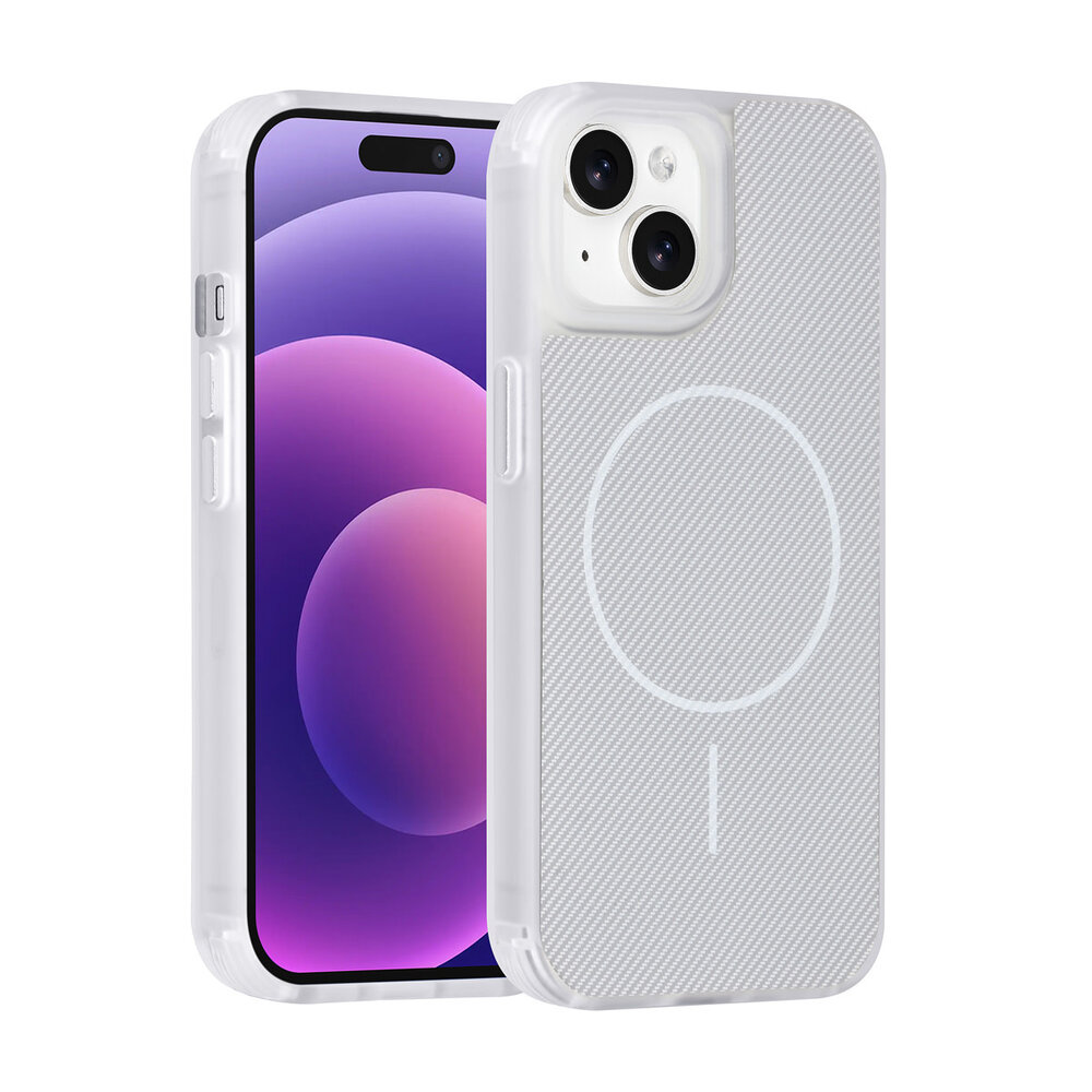 TUNIQ TUNIQ iPhone 15 Backcover hoesje - Magsafe - Carbon Fiber - Shockproof - Wit TUNIQ TUNIQ iPhone 15 Backcover hoesje - Magsafe - Carbon Fiber - Shockproof - Wit