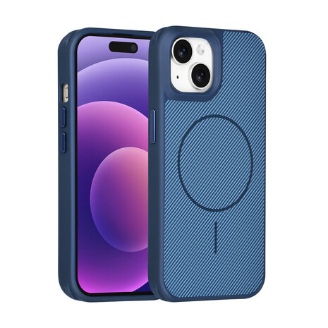 TUNIQ TUNIQ iPhone 15 Backcover hoesje - Magsafe - Carbon Fiber - Shockproof - Blauw TUNIQ TUNIQ iPhone 15 Backcover hoesje - Magsafe - Carbon Fiber - Shockproof - Blauw