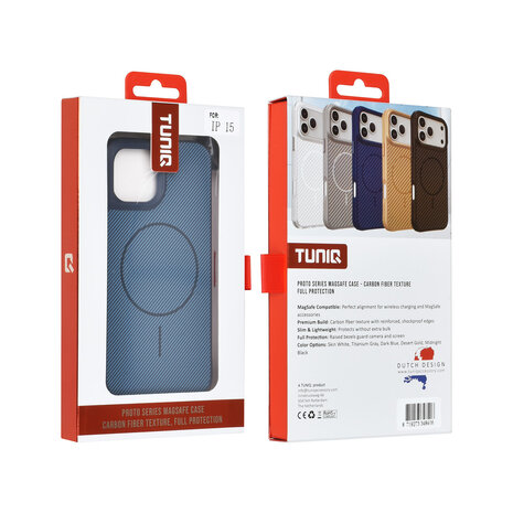 TUNIQ TUNIQ iPhone 15 Backcover hoesje - Magsafe - Carbon Fiber - Shockproof - Blauw TUNIQ TUNIQ iPhone 15 Backcover hoesje - Magsafe - Carbon Fiber - Shockproof - Blauw