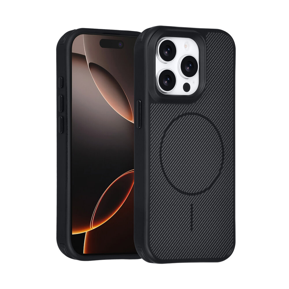 TUNIQ TUNIQ iPhone 15 Pro Back cover case - Magsafe - Carbon Fiber - Shockproof - Black TUNIQ TUNIQ iPhone 15 Pro Back cover case - Magsafe - Carbon Fiber - Shockproof - Black