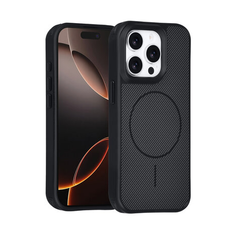 TUNIQ TUNIQ iPhone 15 Pro Back-Cover hul - Magsafe - Carbon Fiber - Shockproof - Schwarz TUNIQ TUNIQ iPhone 15 Pro Back-Cover hul - Magsafe - Carbon Fiber - Shockproof - Schwarz