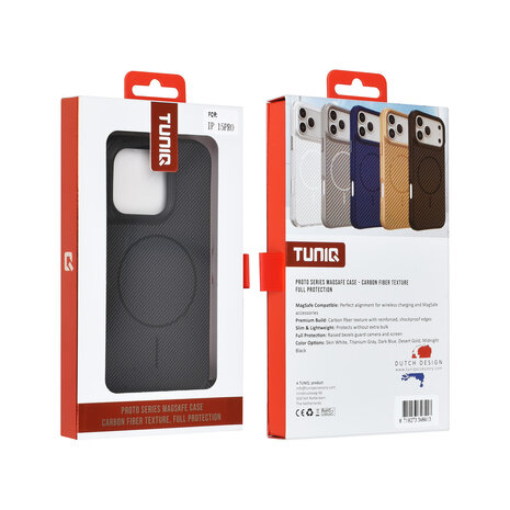 TUNIQ TUNIQ iPhone 15 Pro Back-Cover hul - Magsafe - Carbon Fiber - Shockproof - Schwarz TUNIQ TUNIQ iPhone 15 Pro Back-Cover hul - Magsafe - Carbon Fiber - Shockproof - Schwarz