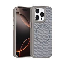 TUNIQ iPhone 15 Pro Backcover hoesje - Magsafe - Carbon Fiber - Shockproof - Grijs