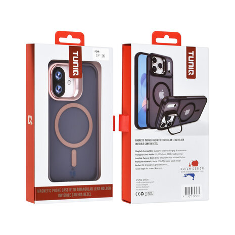 TUNIQ TUNIQ iPhone 16 Back cover case - Magsafe - With Camera Stand - Pink TUNIQ TUNIQ iPhone 16 Back cover case - Magsafe - With Camera Stand - Pink