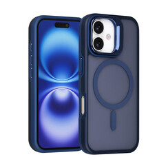 TUNIQ iPhone 16 Back-Cover hul - Magsafe - With Camera Stand - Blau