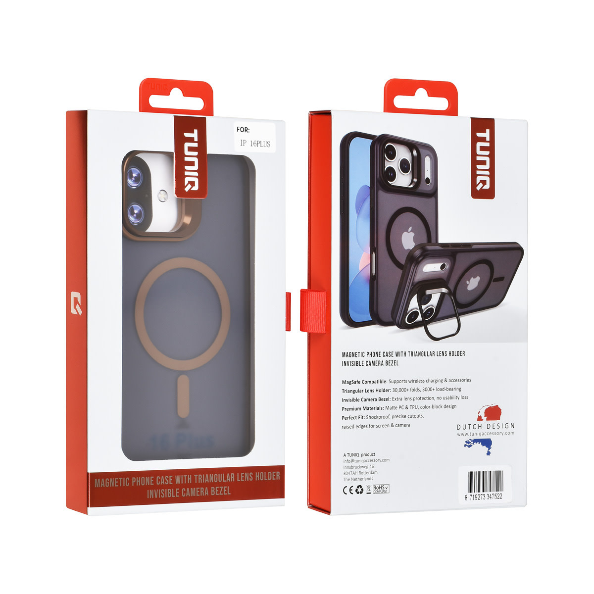 TUNIQ TUNIQ iPhone 16 Plus Backcover hoesje - Magsafe - With Camera Stand - Goud, foto 4 van 4