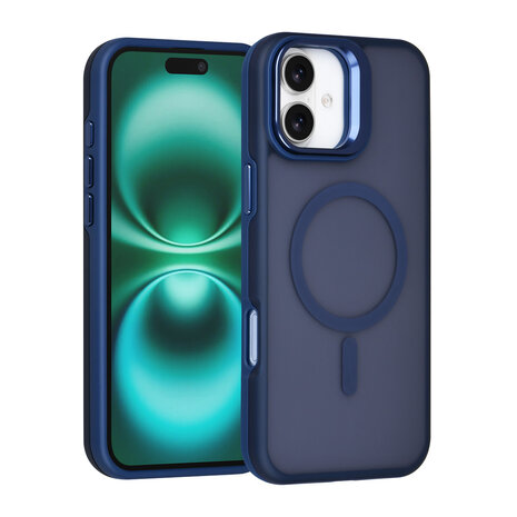TUNIQ TUNIQ iPhone 16 Plus Back-Cover hul - Magsafe - With Camera Stand - Blau TUNIQ TUNIQ iPhone 16 Plus Back-Cover hul - Magsafe - With Camera Stand - Blau