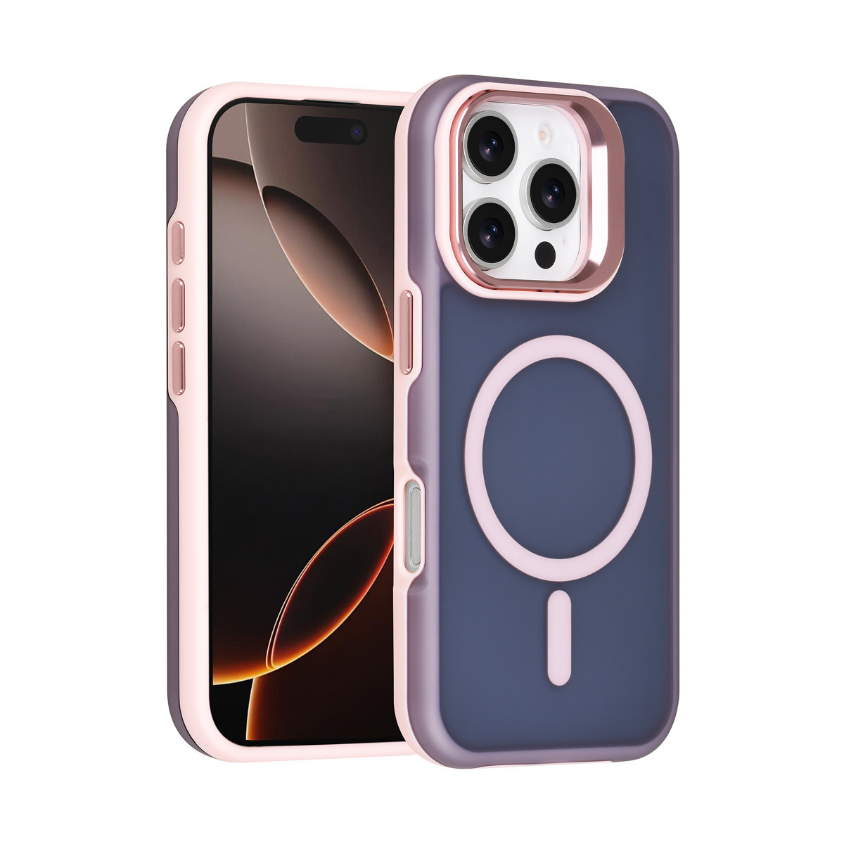TUNIQ TUNIQ iPhone 16 Pro Backcover hoesje - Magsafe - With Camera Stand - Roze