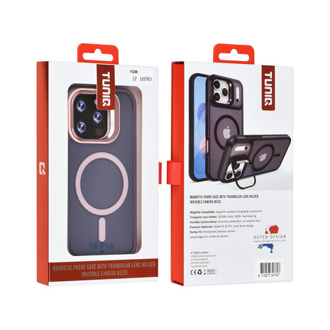 TUNIQ TUNIQ iPhone 16 Pro Back cover coque - Magsafe - With Camera Stand - Rose TUNIQ TUNIQ iPhone 16 Pro Back cover coque - Magsafe - With Camera Stand - Rose