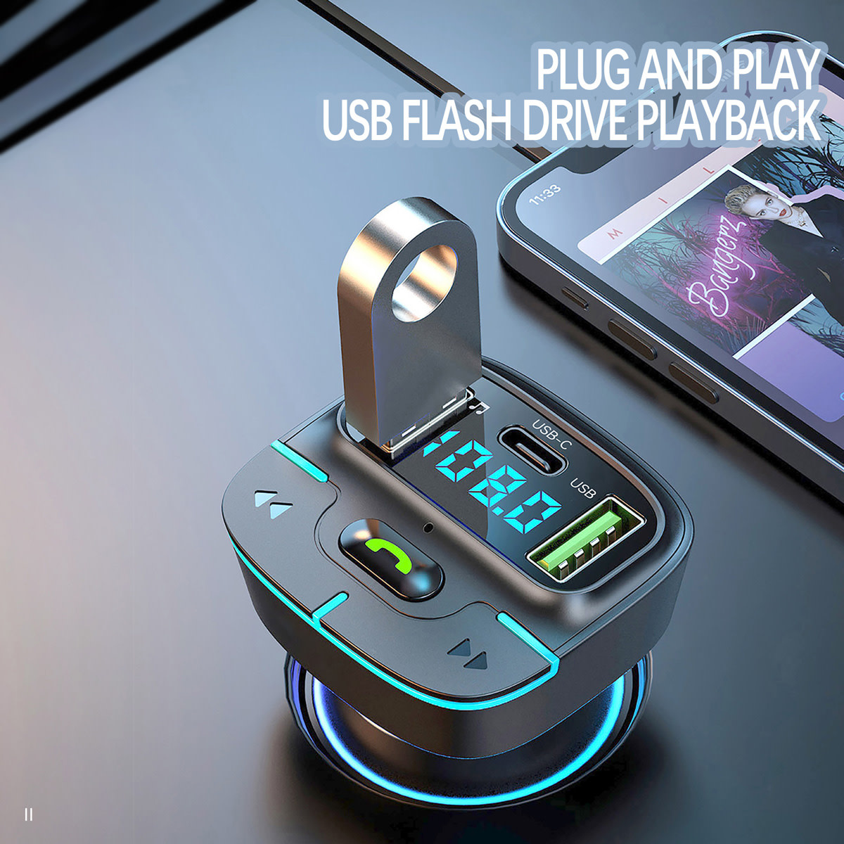 TUNIQ TUNIQ FM Transmitter and Car Charger - Zwart, foto 2 van 6