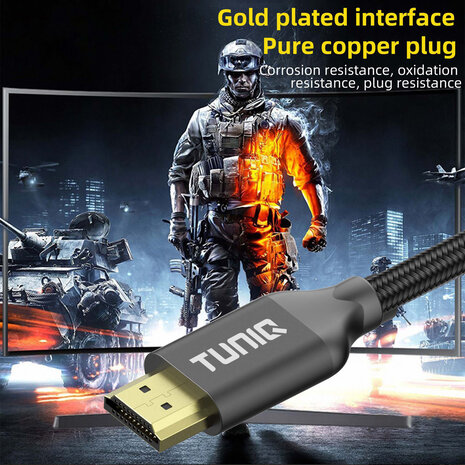 TUNIQ TUNIQ Premium 4K HDMI Cable - 300cm - Zwart TUNIQ TUNIQ Premium 4K HDMI Cable - 300cm - Zwart