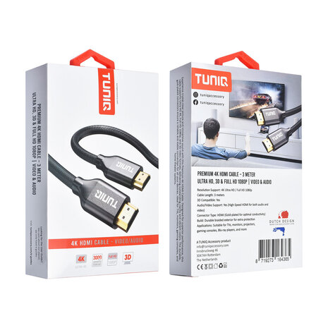 TUNIQ TUNIQ Premium 4K HDMI Cable - 300cm - Schwarz