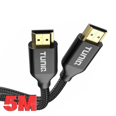 TUNIQ TUNIQ Premium 4K HDMI Cable - 500cm - Zwart TUNIQ TUNIQ Premium 4K HDMI Cable - 500cm - Zwart