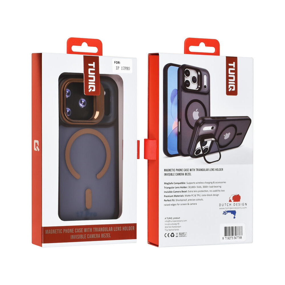 TUNIQ TUNIQ iPhone 17 Pro Back cover coque - Magsafe - With Camera Stand - Or TUNIQ TUNIQ iPhone 17 Pro Back cover coque - Magsafe - With Camera Stand - Or