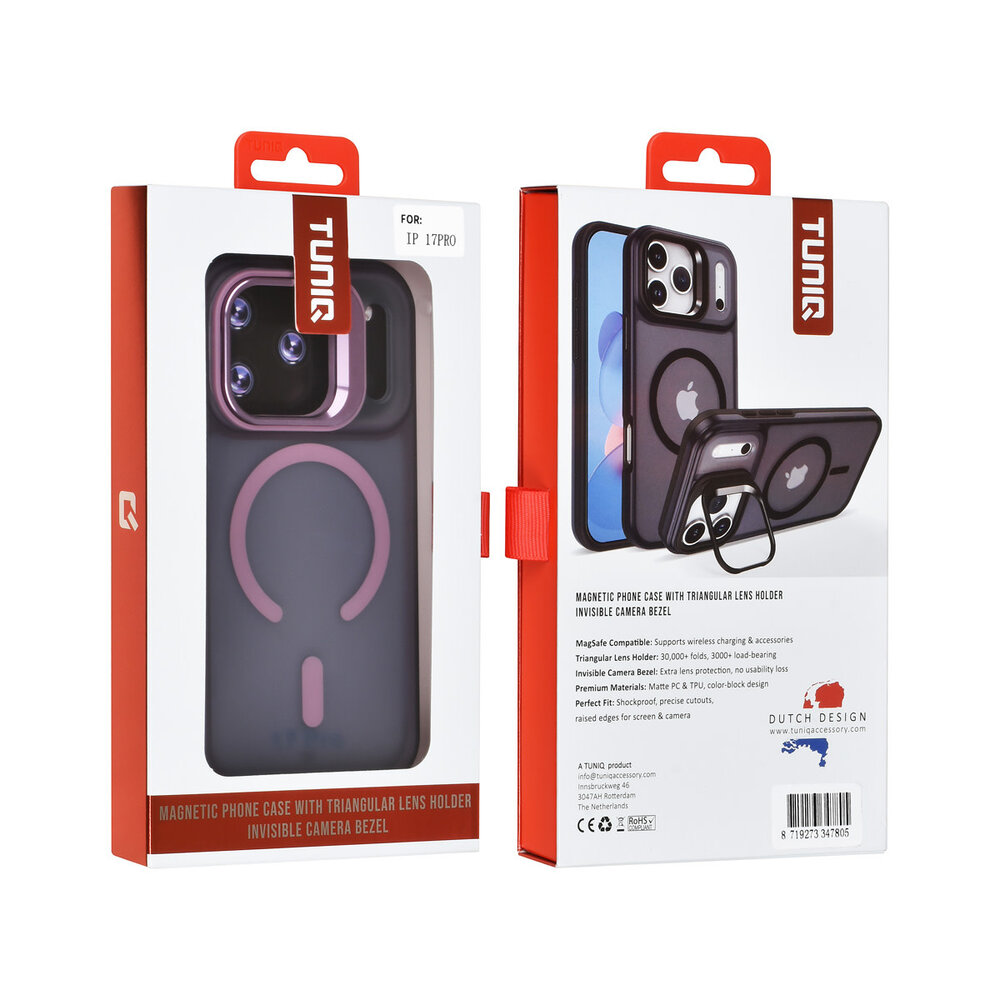 TUNIQ TUNIQ iPhone 17 Pro Back cover coque - Magsafe - With Camera Stand - Violet TUNIQ TUNIQ iPhone 17 Pro Back cover coque - Magsafe - With Camera Stand - Violet