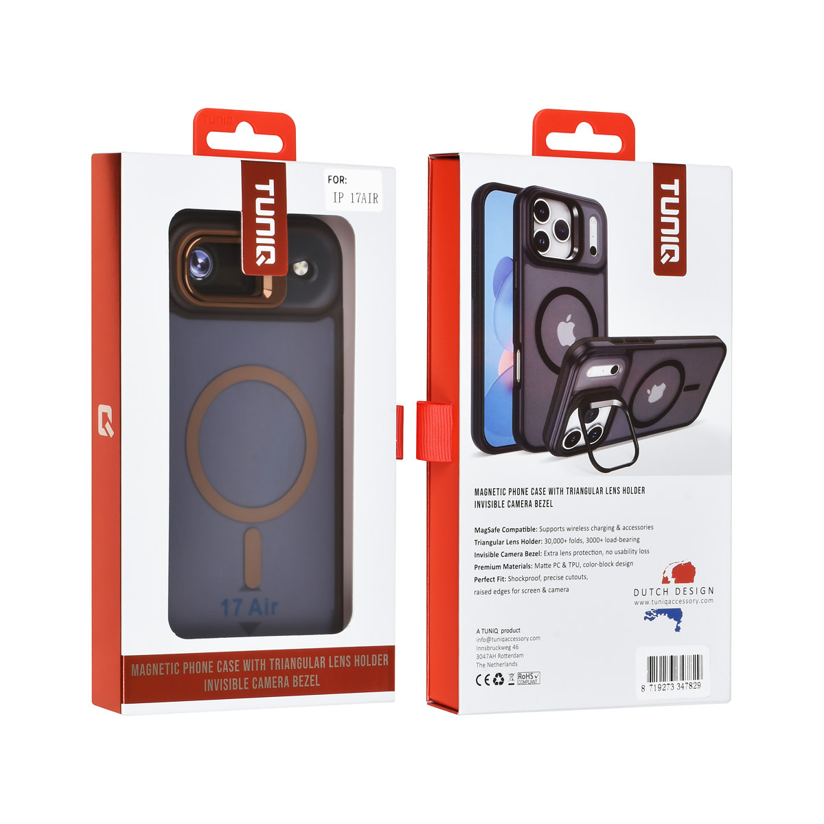 TUNIQ TUNIQ iPhone 17 Air Backcover hoesje - Magsafe - With Camera Stand - Goud, foto 4 van 4