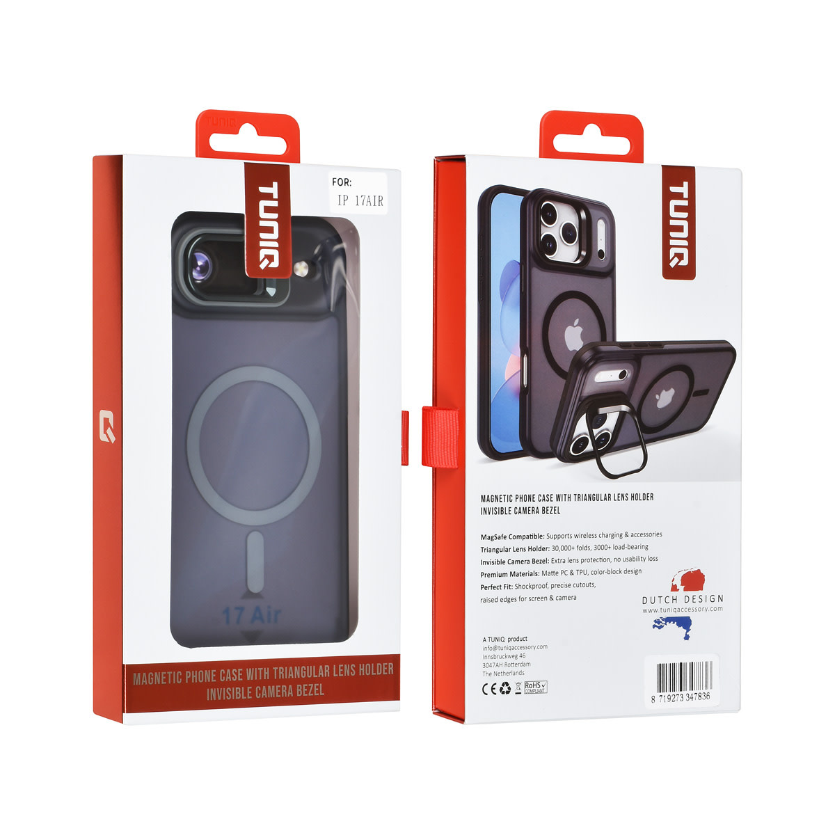 TUNIQ TUNIQ iPhone 17 Air Backcover hoesje - Magsafe - With Camera Stand - Grijs, foto 4 van 4