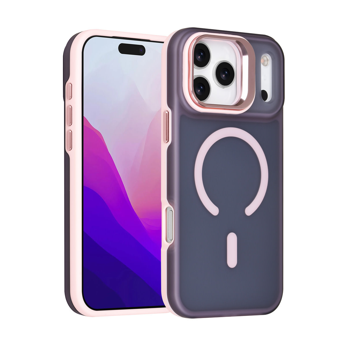 TUNIQ TUNIQ iPhone 17 Pro Max Backcover hoesje - Magsafe - With Camera Stand - Roze