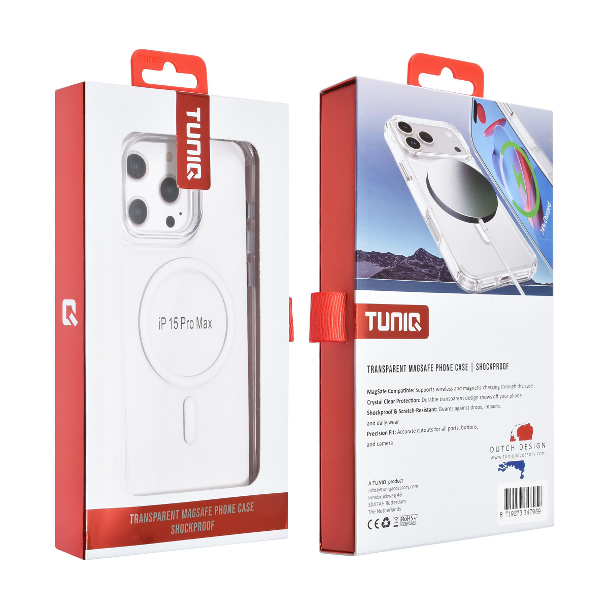 TUNIQ TUNIQ iPhone 15 Pro Max Backcover hoesje - Magsafe - Antishock - Transparant, foto 3 van 3