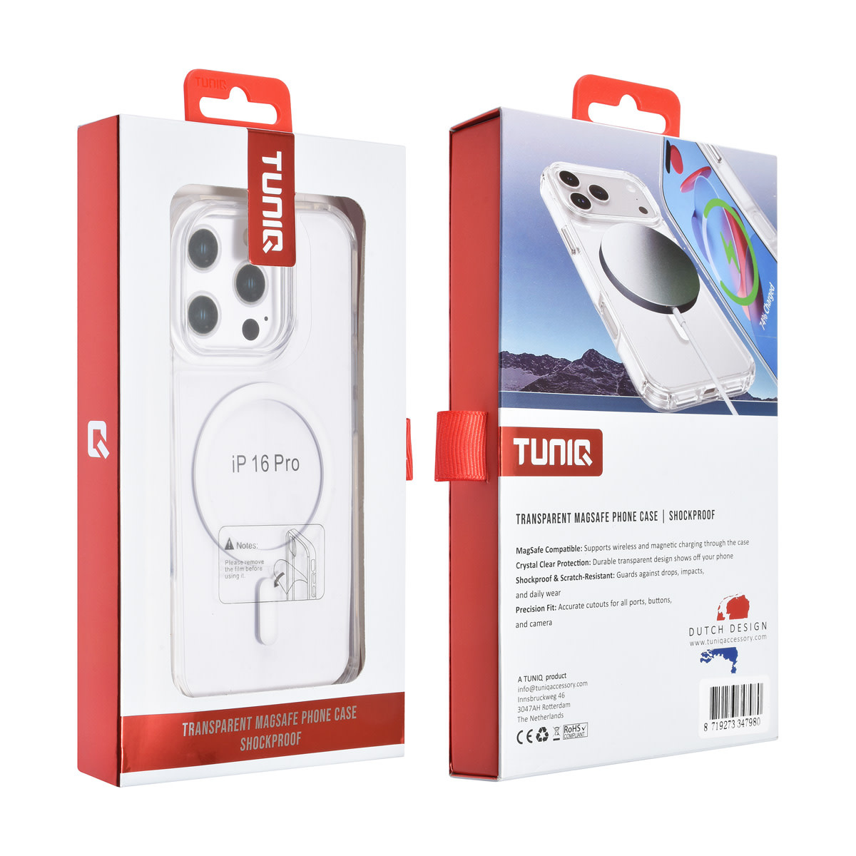 TUNIQ TUNIQ iPhone 16 Pro Backcover hoesje - Magsafe - Antishock - Transparant, foto 3 van 3