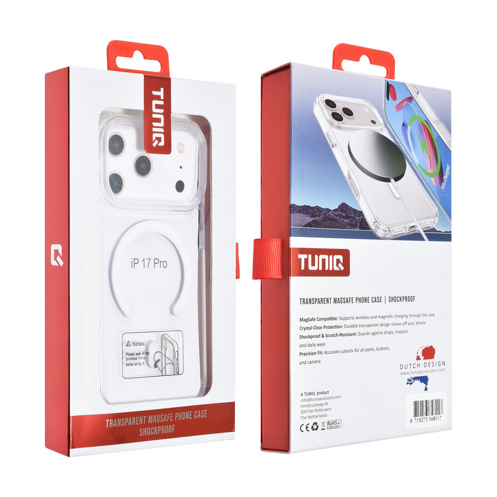 TUNIQ TUNIQ iPhone 17 Pro Backcover hoesje - Magsafe - Antishock - Transparant TUNIQ TUNIQ iPhone 17 Pro Backcover hoesje - Magsafe - Antishock - Transparant