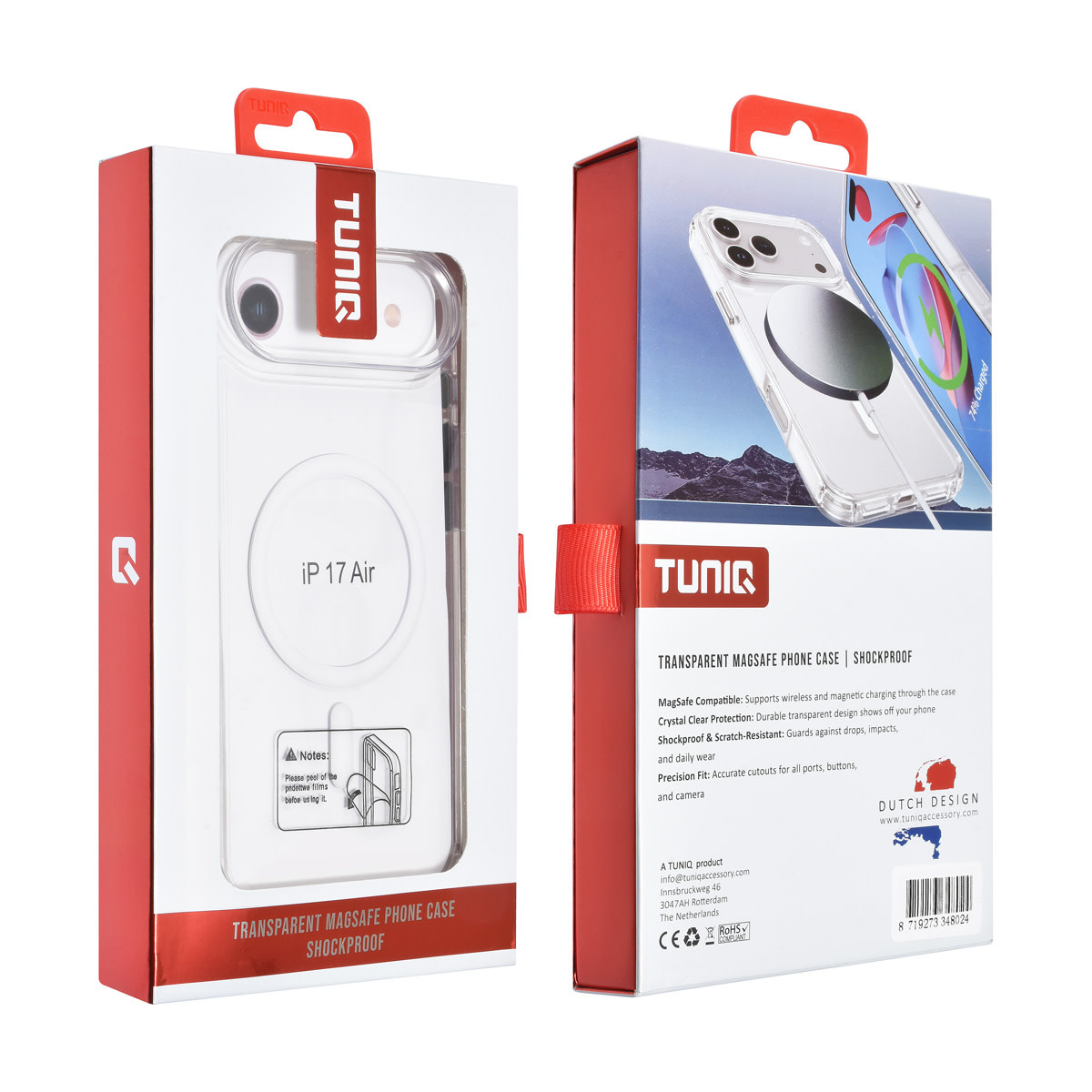 TUNIQ TUNIQ iPhone 17 Air Backcover hoesje - Magsafe - Antishock - Transparant, foto 3 van 3