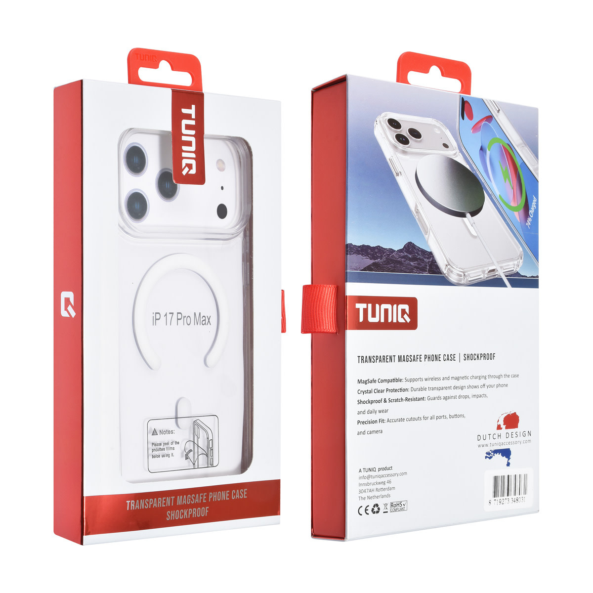 TUNIQ TUNIQ iPhone 17 Pro Max Backcover hoesje - Magsafe - Antishock - Transparant, foto 3 van 3