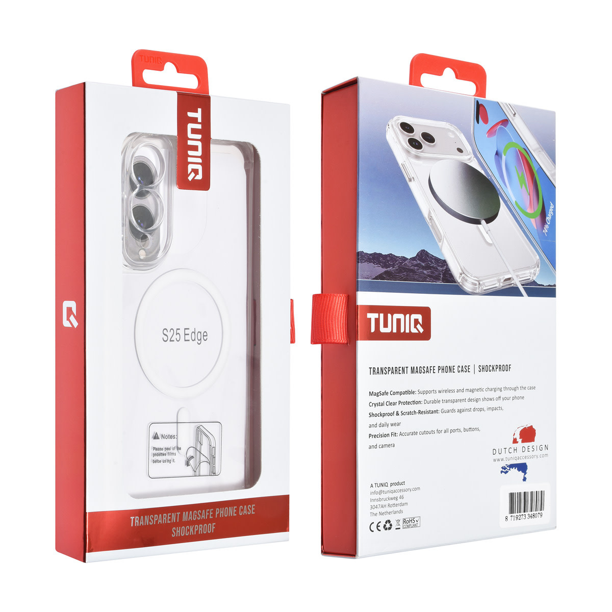 TUNIQ TUNIQ Galaxy S25 Edge Backcover hoesje - Magsafe - Antishock - Transparant, foto 3 van 3