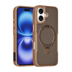 TUNIQ iPhone 16 Backcover hoesje - Magsafe With Ring Stand - Carbon Fiber - Goud