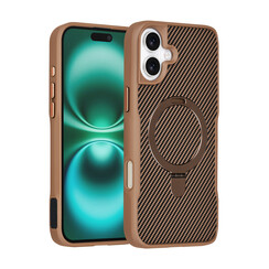 TUNIQ iPhone 16 Plus Back cover case - Magsafe With Ring Stand - Carbon Fiber - Gold