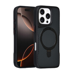 TUNIQ iPhone 16 Pro Back-Cover hul - Magsafe With Ring Stand - Carbon Fiber - Schwarz