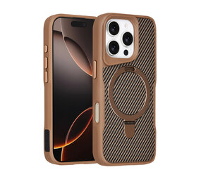 TUNIQ TUNIQ iPhone 16 Pro Backcover hoesje - Magsafe With Ring Stand - Carbon Fiber - Goud TUNIQ TUNIQ iPhone 16 Pro Backcover hoesje - Magsafe With Ring Stand - Carbon Fiber - Goud