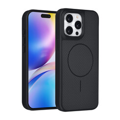 TUNIQ iPhone 15 Pro Max Backcover hoesje - Magsafe - Carbon Fiber - Shockproof - Zwart