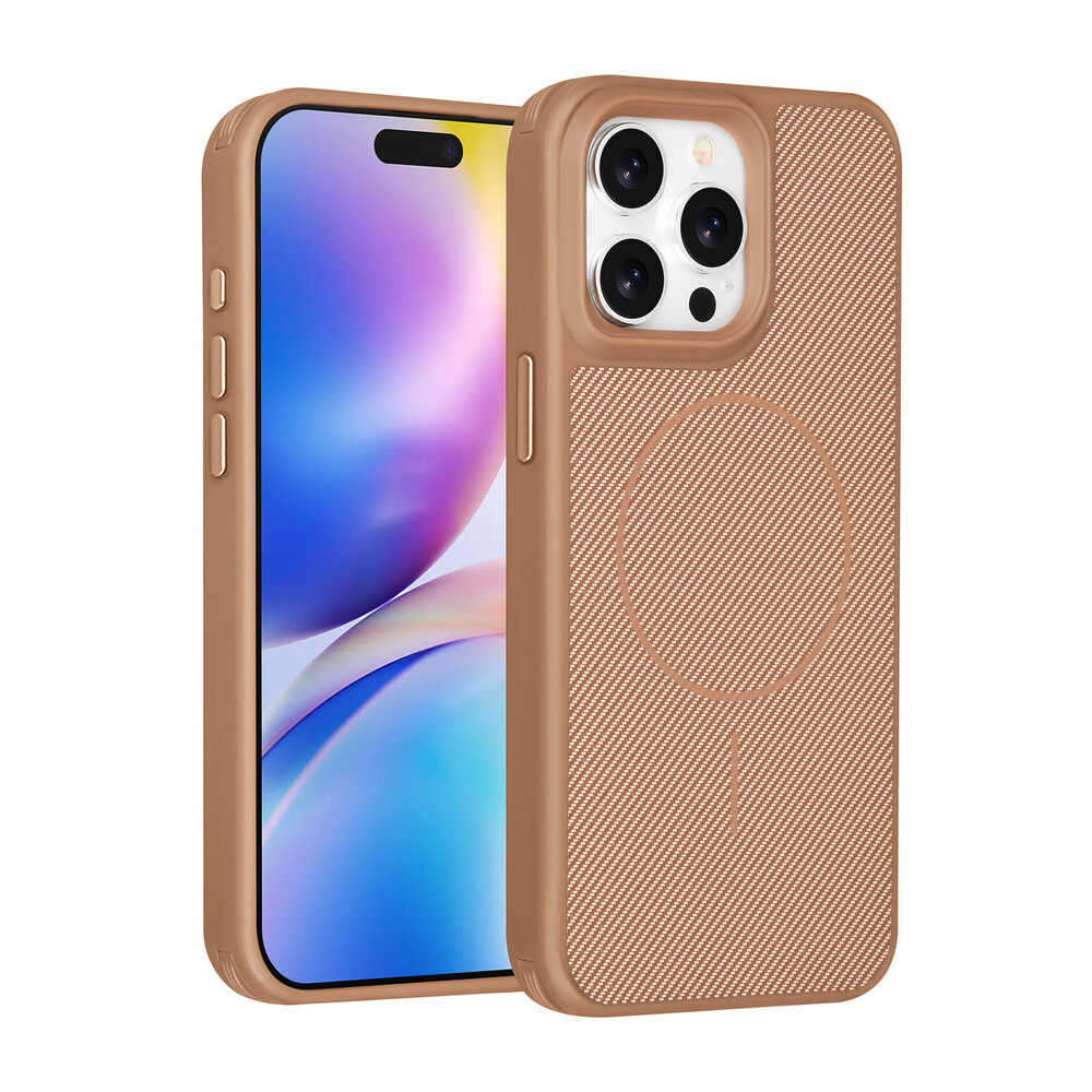 TUNIQ TUNIQ iPhone 15 Pro Max Backcover hoesje - Magsafe - Carbon Fiber - Shockproof - Goud TUNIQ TUNIQ iPhone 15 Pro Max Backcover hoesje - Magsafe - Carbon Fiber - Shockproof - Goud