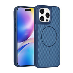 TUNIQ iPhone 15 Pro Max Back cover case - Magsafe - Carbon Fiber - Shockproof - Blue