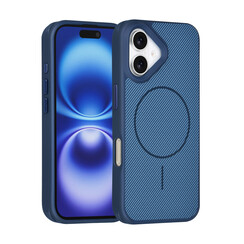 TUNIQ iPhone 16 Back cover case - Magsafe - Carbon Fiber - Shockproof - Blue