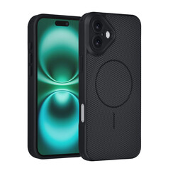 TUNIQ iPhone 16 Plus Backcover hoesje - Magsafe - Carbon Fiber - Shockproof - Zwart