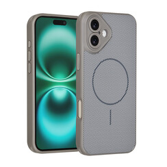 TUNIQ iPhone 16 Plus Back cover coque - Magsafe - Carbon Fiber - Shockproof - Gris